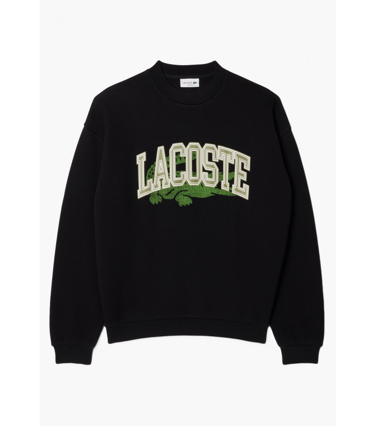 Ανδρικά Φούτερ SH2850 Μαύρο Βαμβάκι Lacoste