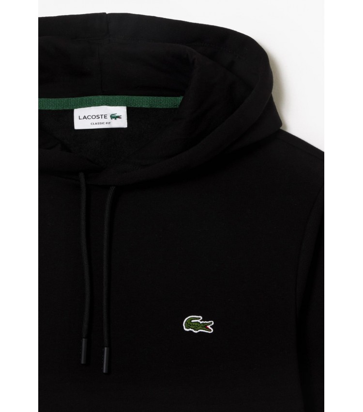 Ανδρικά Φούτερ SH9623 Μαύρο Βαμβάκι Lacoste