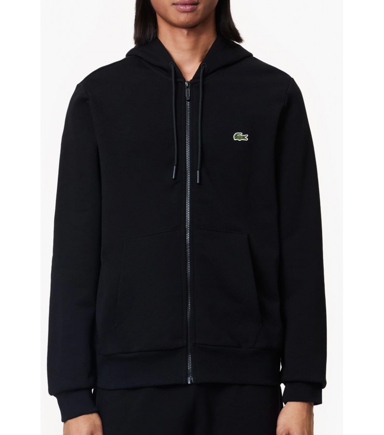 Men Jackets thin SH9626 Black Cotton Lacoste