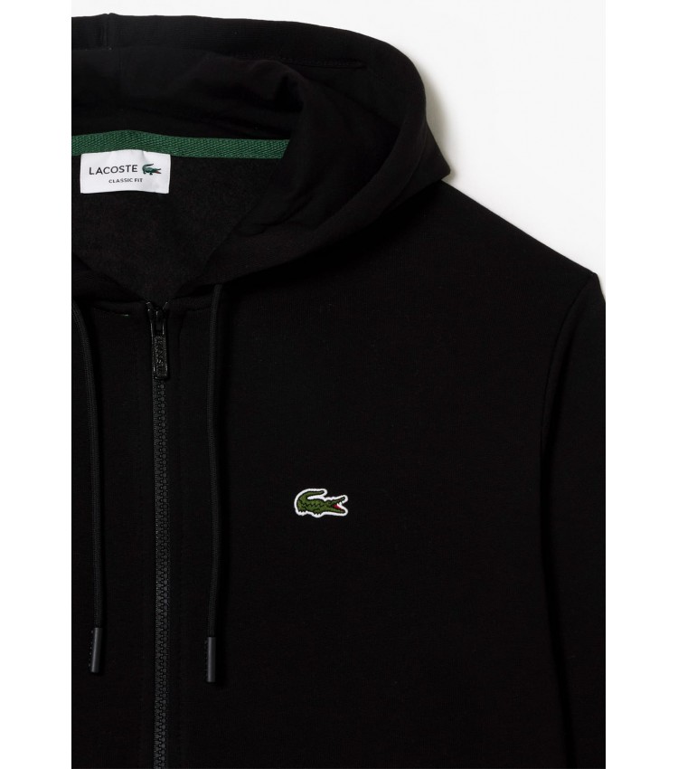 Men Jackets thin SH9626 Black Cotton Lacoste