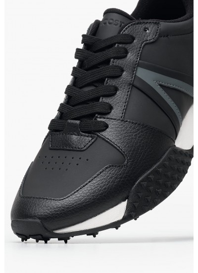 Men Casual Shoes Spin.Deluxe2 Black Leather Lacoste