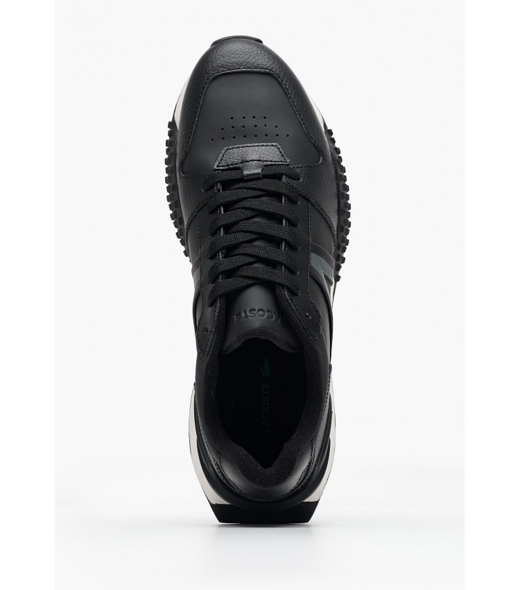 Men Casual Shoes Spin.Deluxe2 Black Leather Lacoste