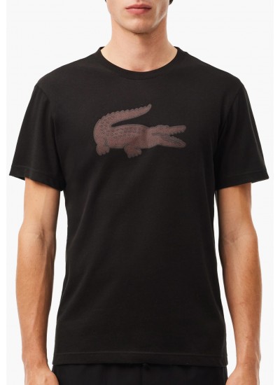 Men T-Shirts Sport.Print23 Black Cotton Lacoste