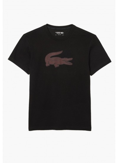 Men T-Shirts Sport.Print23 Black Cotton Lacoste