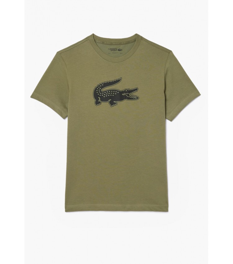 Men T-Shirts Sport.Print23 Khaki Cotton Lacoste