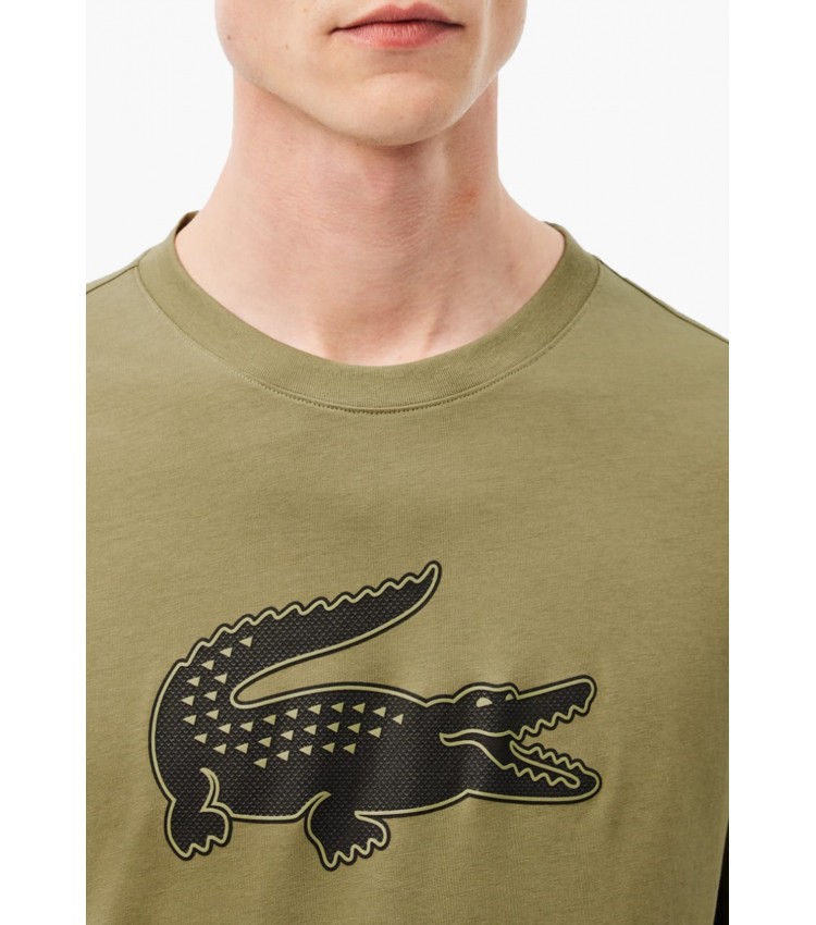 Men T-Shirts Sport.Print23 Khaki Cotton Lacoste