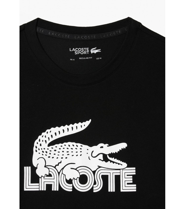 Ανδρικές Μπλούζες TH2508 Μαύρο Βαμβάκι Lacoste