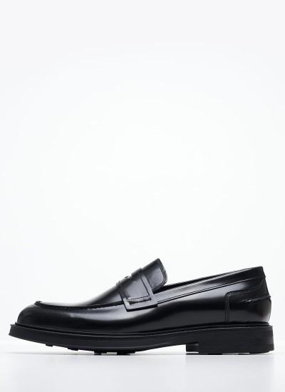 Men Moccasins R6711 Black Leather Boss shoes