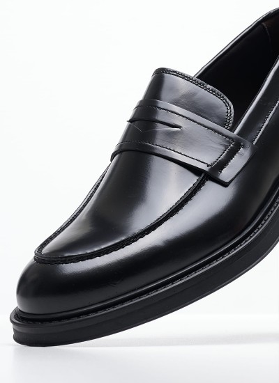 Men Moccasins R6711 Black Leather Boss shoes