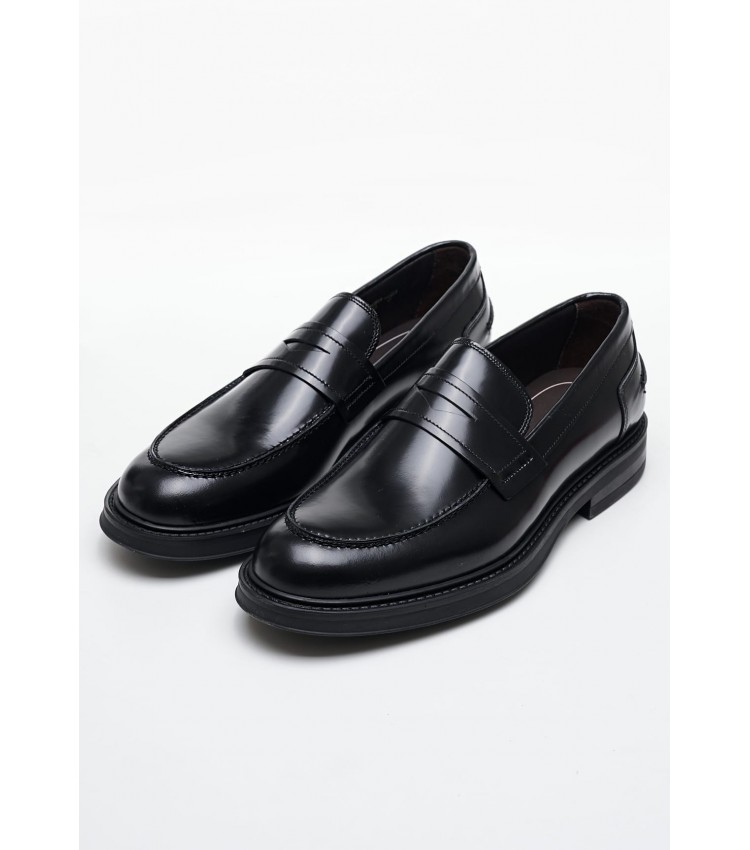 Men Moccasins 72S8 Black Leather Frau