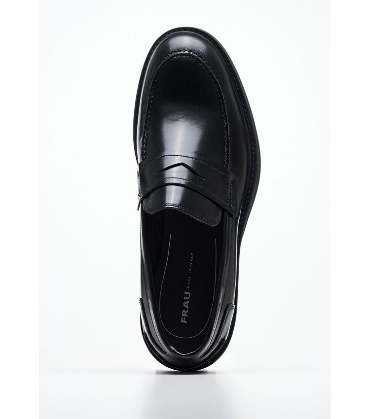 Men Moccasins 72S8 Black Leather Frau