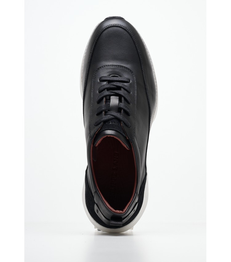 Men Casual Shoes 6833V Black Leather Philippe Lang