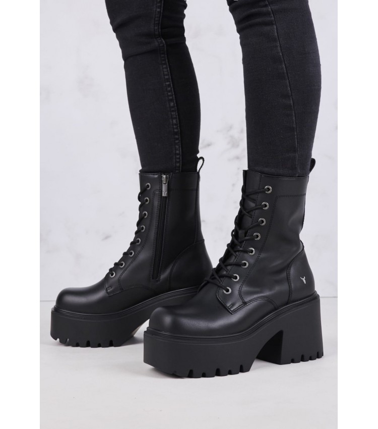 Women Boots Totally Black Leather Windsor Smith