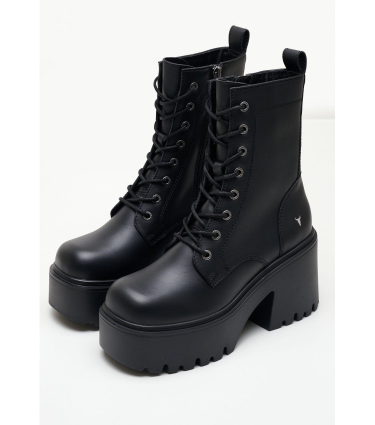 Women Boots Totally Black Leather Windsor Smith