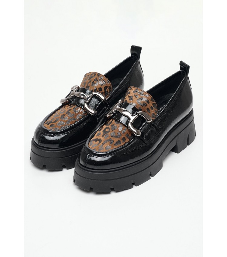 Women Moccasins 3000.4Leo Black Patent Leather MAKIS KOTRIS