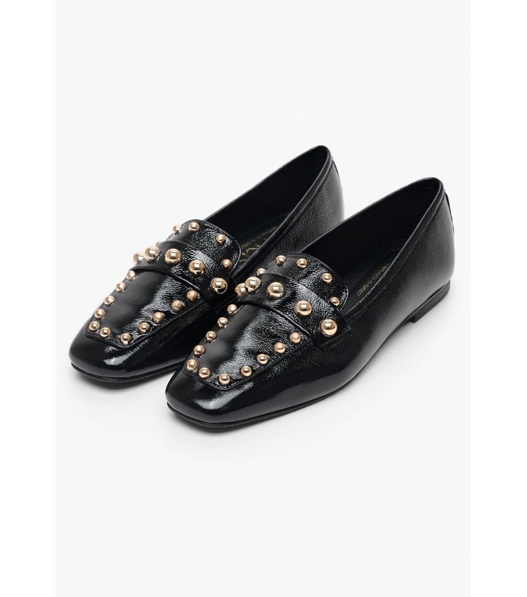 Women Moccasins K.001 Black Patent Leather MAKIS KOTRIS