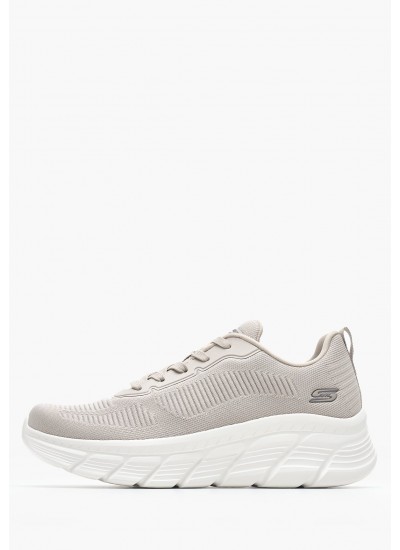 Γυναικεία Παπούτσια Casual 117385 Μπεζ Ύφασμα Skechers