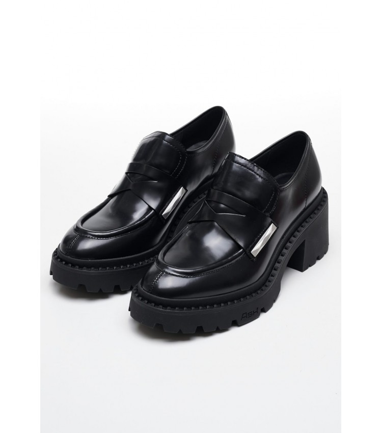 Women Moccasins Norton Black Leather Ash