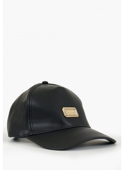 Women Hats Base.Cap Black ECOleather Guess