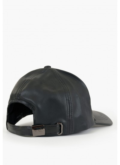 Women Hats Base.Cap Black ECOleather Guess