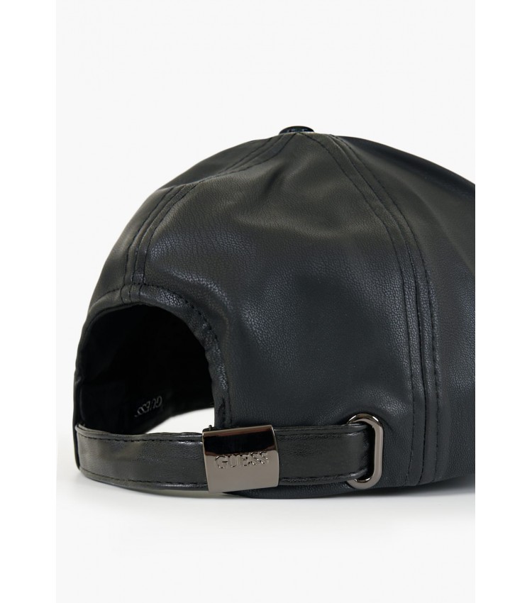 Women Hats Base.Cap Black ECOleather Guess