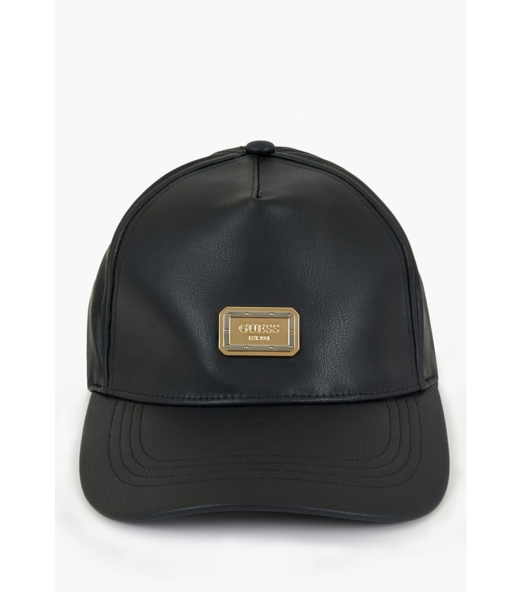 Women Hats Base.Cap Black ECOleather Guess