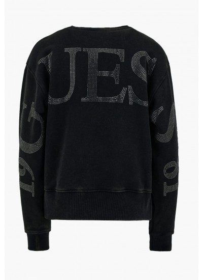 Γυνακεία Φούτερ Big.Sweatshirt Μαύρο Βαμβάκι Guess