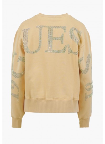 Γυνακεία Φούτερ Big.Sweatshirt Κίτρινο Βαμβάκι Guess