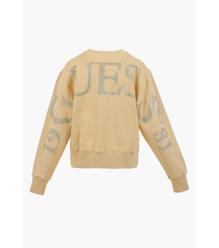 Γυνακεία Φούτερ Big.Sweatshirt Κίτρινο Βαμβάκι Guess