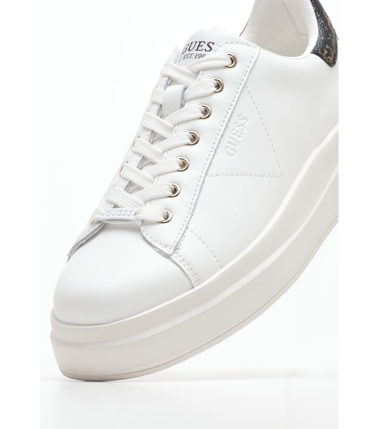 Women Casual Shoes Elbina.Brnz White Leather Guess