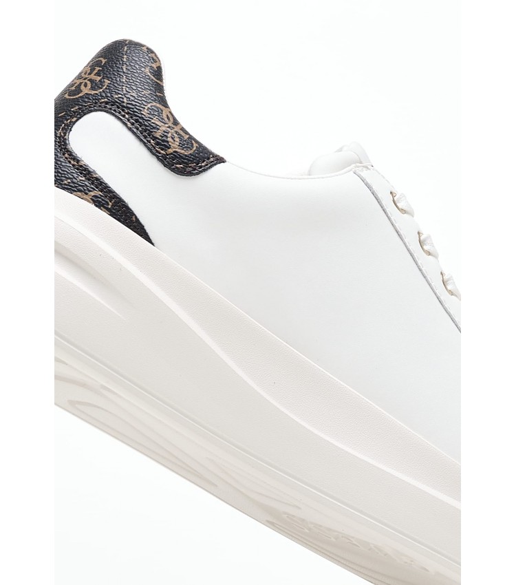 Women Casual Shoes Elbina.Brnz White Leather Guess