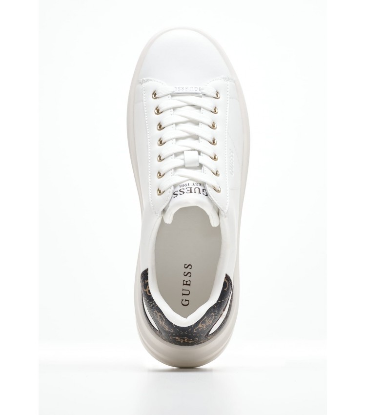 Women Casual Shoes Elbina.Brnz White Leather Guess