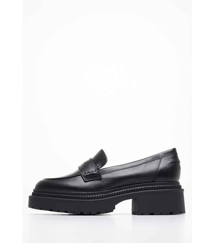 Women Moccasins Finda Black Leather Guess