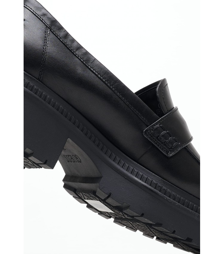 Women Moccasins Finda Black Leather Guess