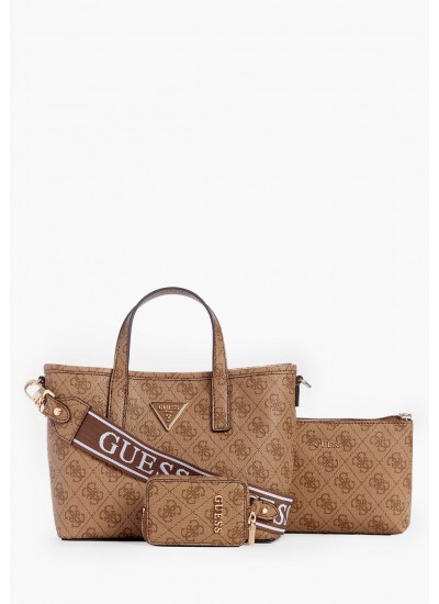 Γυναικείες Τσάντες Latona.Tote Μπεζ ECOleather Guess