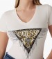 Women T-Shirts - Tops Ss.Triangle.Tiger Beige Cotton Guess