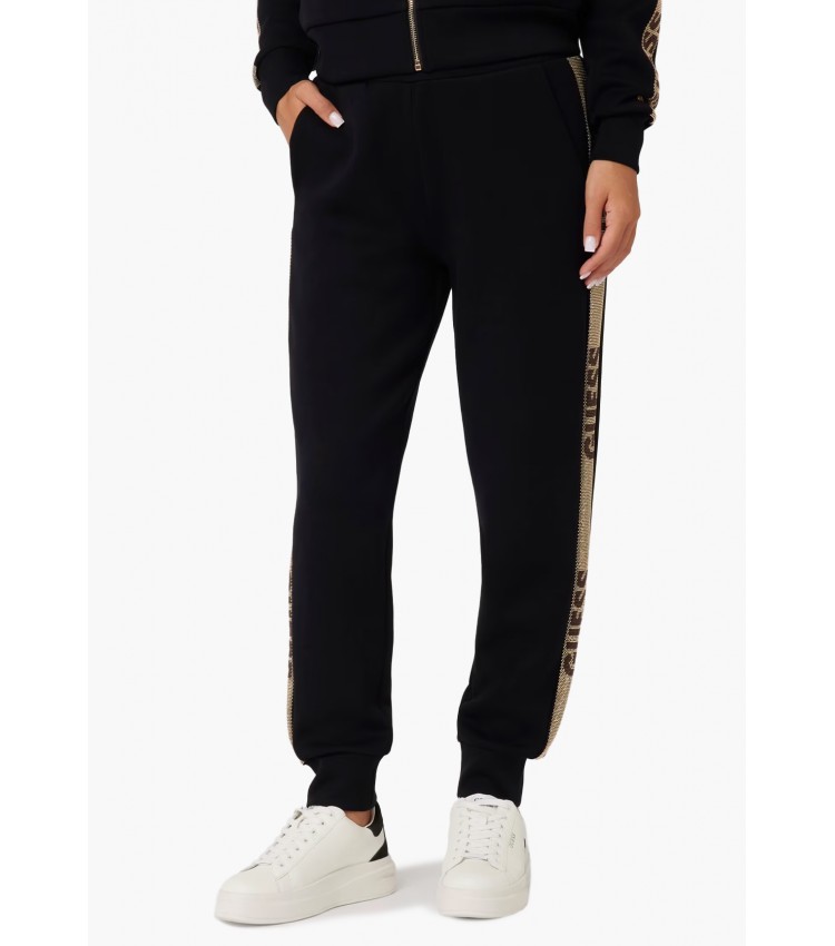 Γυναικεία Παντελόνια Stud.Sweatpant Μαύρο Πολυεστέρα Guess