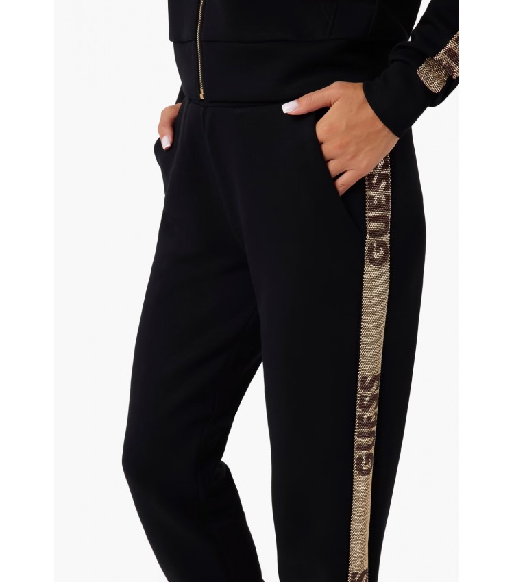 Γυναικεία Παντελόνια Stud.Sweatpant Μαύρο Πολυεστέρα Guess