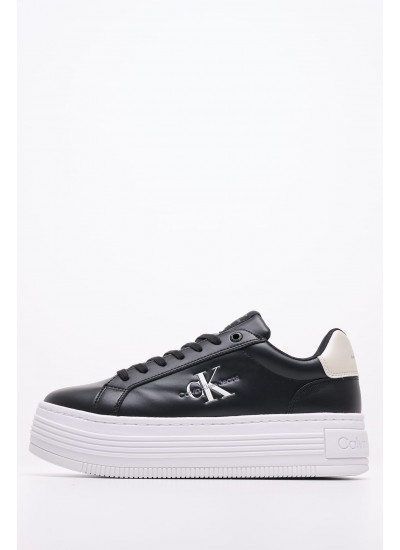 Women Casual Shoes Bold.Flat.Low Black Leather Calvin Klein