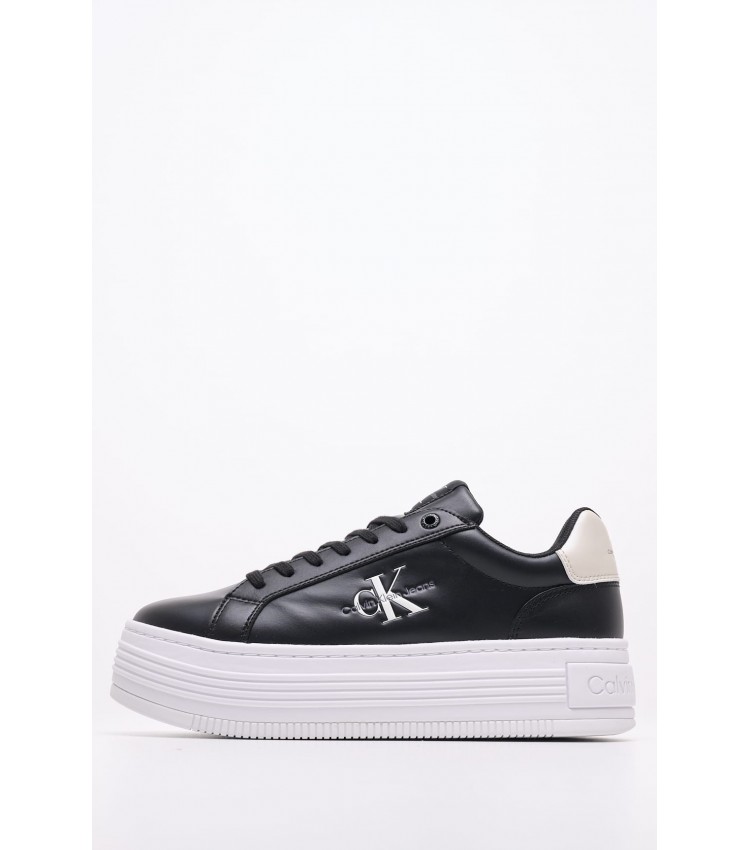 Women Casual Shoes Bold.Flat.Low Black Leather Calvin Klein