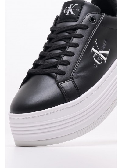 Women Casual Shoes Bold.Flat.Low Black Leather Calvin Klein