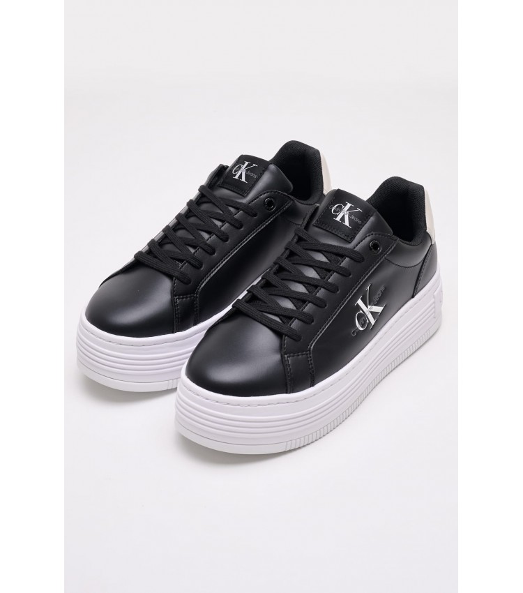 Women Casual Shoes Bold.Flat.Low Black Leather Calvin Klein