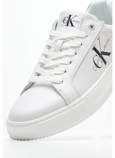 Women Casual Shoes Chunky.Cupsole.Wn White Leather Calvin Klein