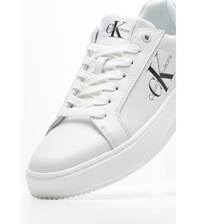 Women Casual Shoes Chunky.Cupsole.Wn White Leather Calvin Klein