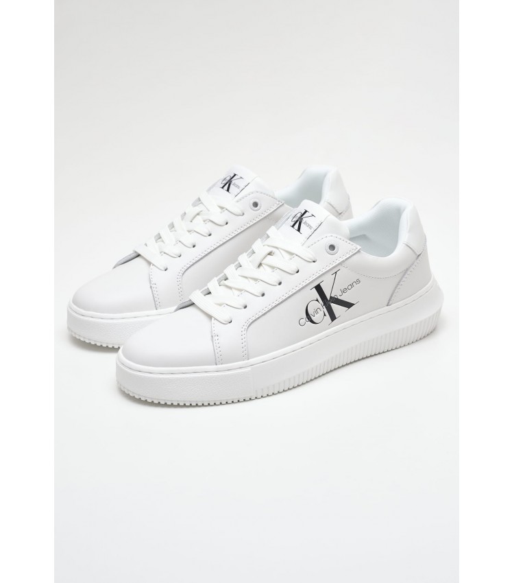 Women Casual Shoes Chunky.Cupsole.Wn White Leather Calvin Klein