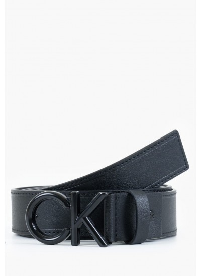 Men Belts Ck.Metal Black Leather Calvin Klein