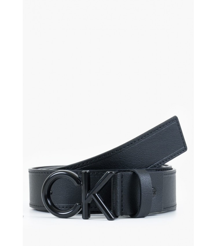 Men Belts Ck.Metal Black Leather Calvin Klein