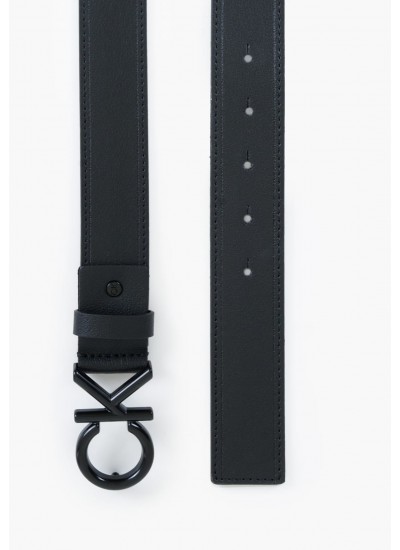 Men Belts Ck.Metal Black Leather Calvin Klein