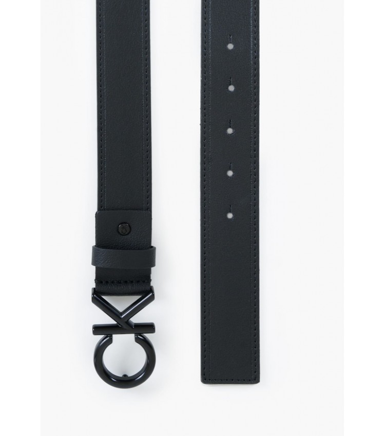 Men Belts Ck.Metal Black Leather Calvin Klein