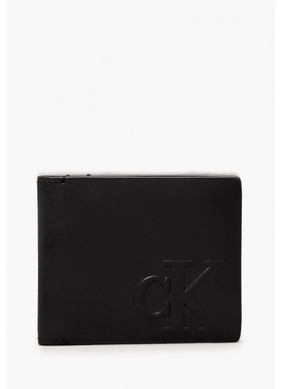 Men Wallets Emboss.Bif Black Leather Calvin Klein